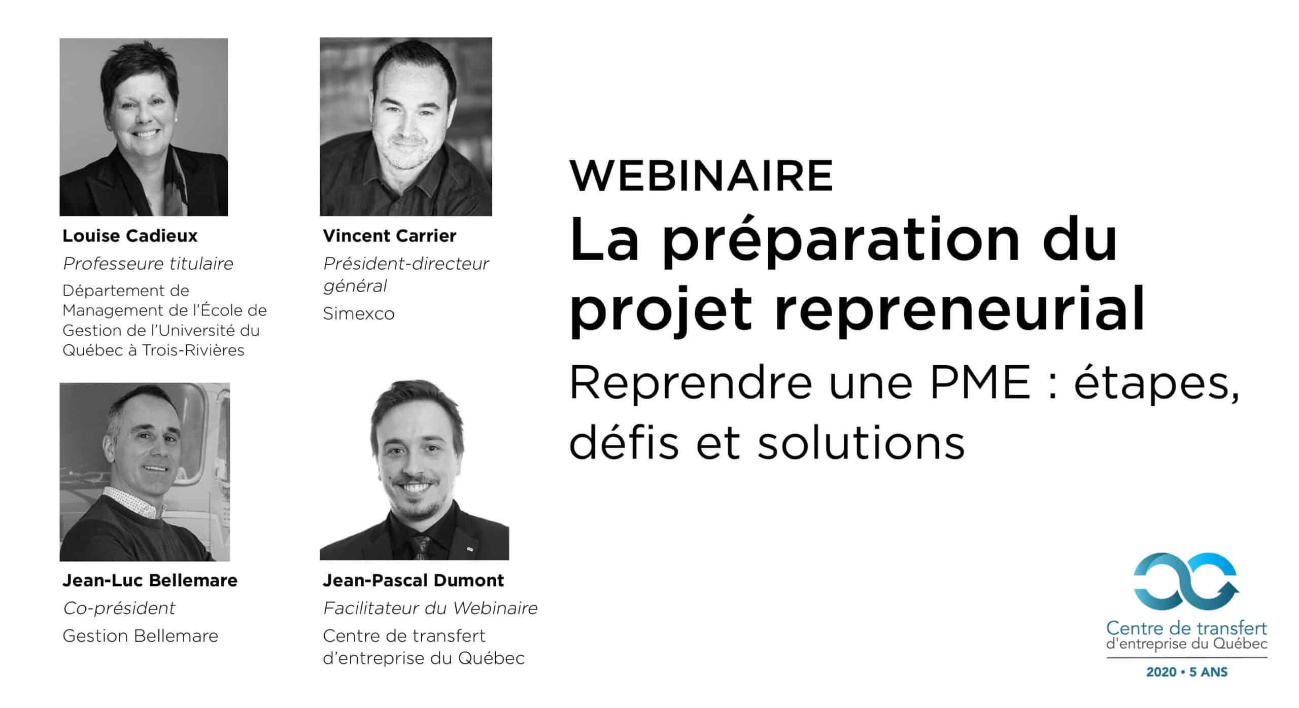 Webinaire :  la préparation du projet repreneurial