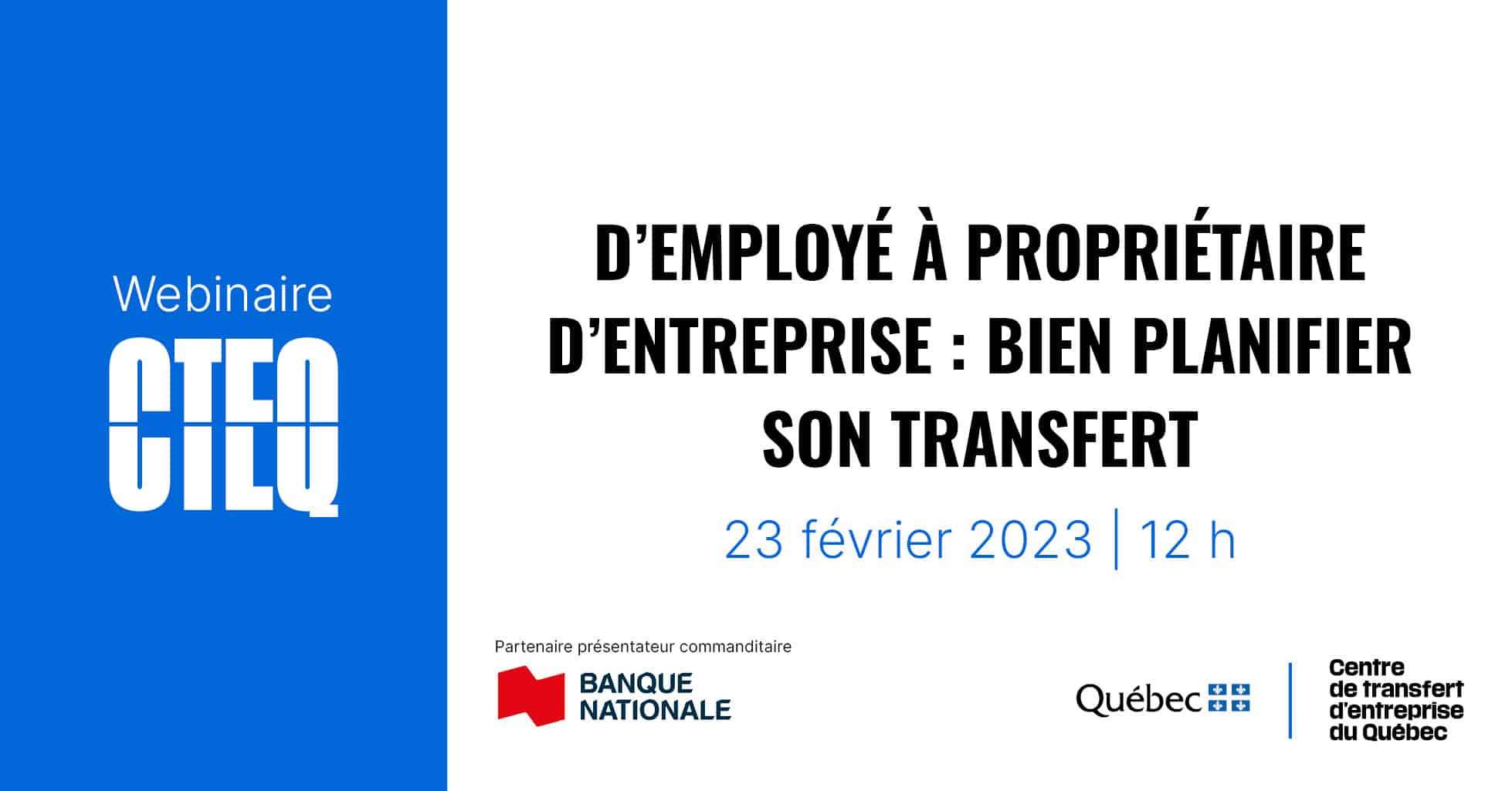 Vidéo du webinaire | D’employé à propriétaire d’entreprise : bien planifier son transfert  