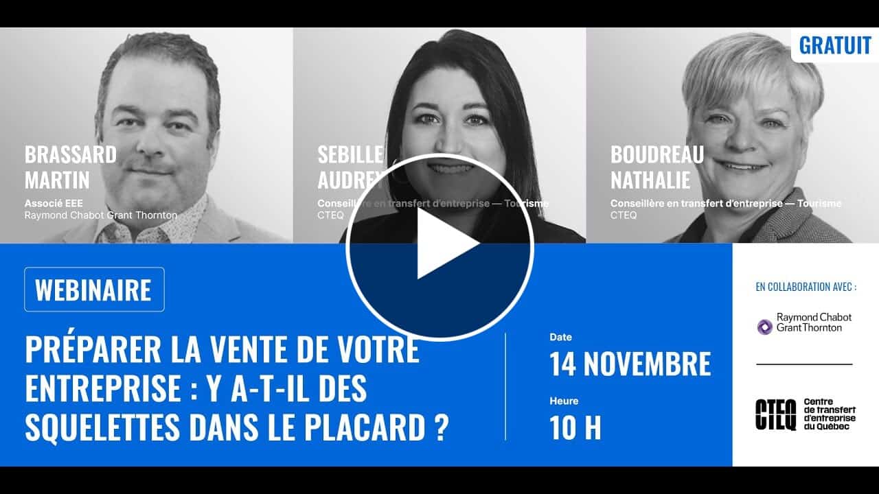 Enregistrement webinaire : Préparer la vente de votre entreprise : y-a-t-il des squelettes dans le placard ?