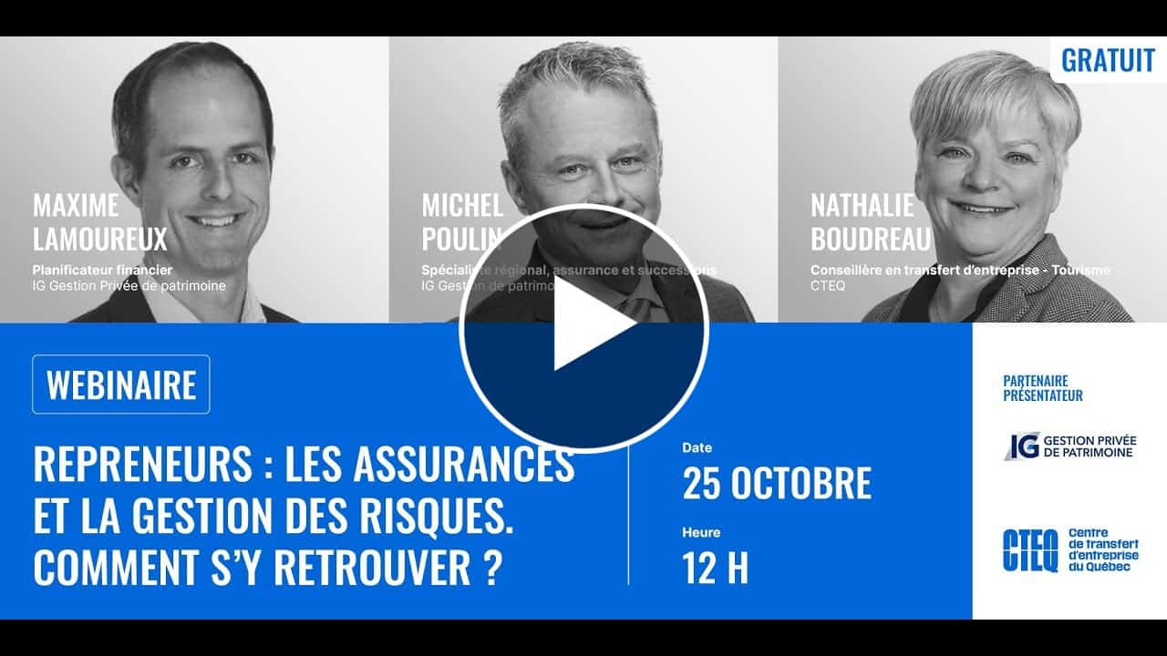 Vidéo du webinaire | Repreneurs : les assurances et la gestion des ...
