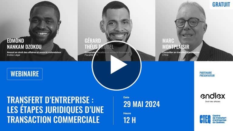 Webinaire | Transfert d'entreprise : les étapes juridiques d'une transaction commerciale