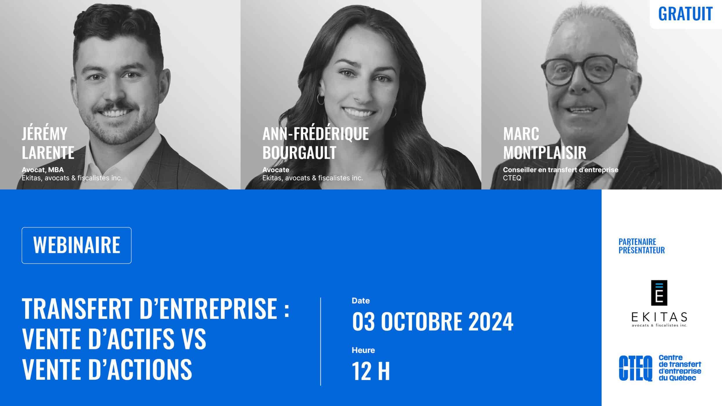 Enregistrement webinaire | Transfert d’entreprise : vente d’actifs vs vente d’actions