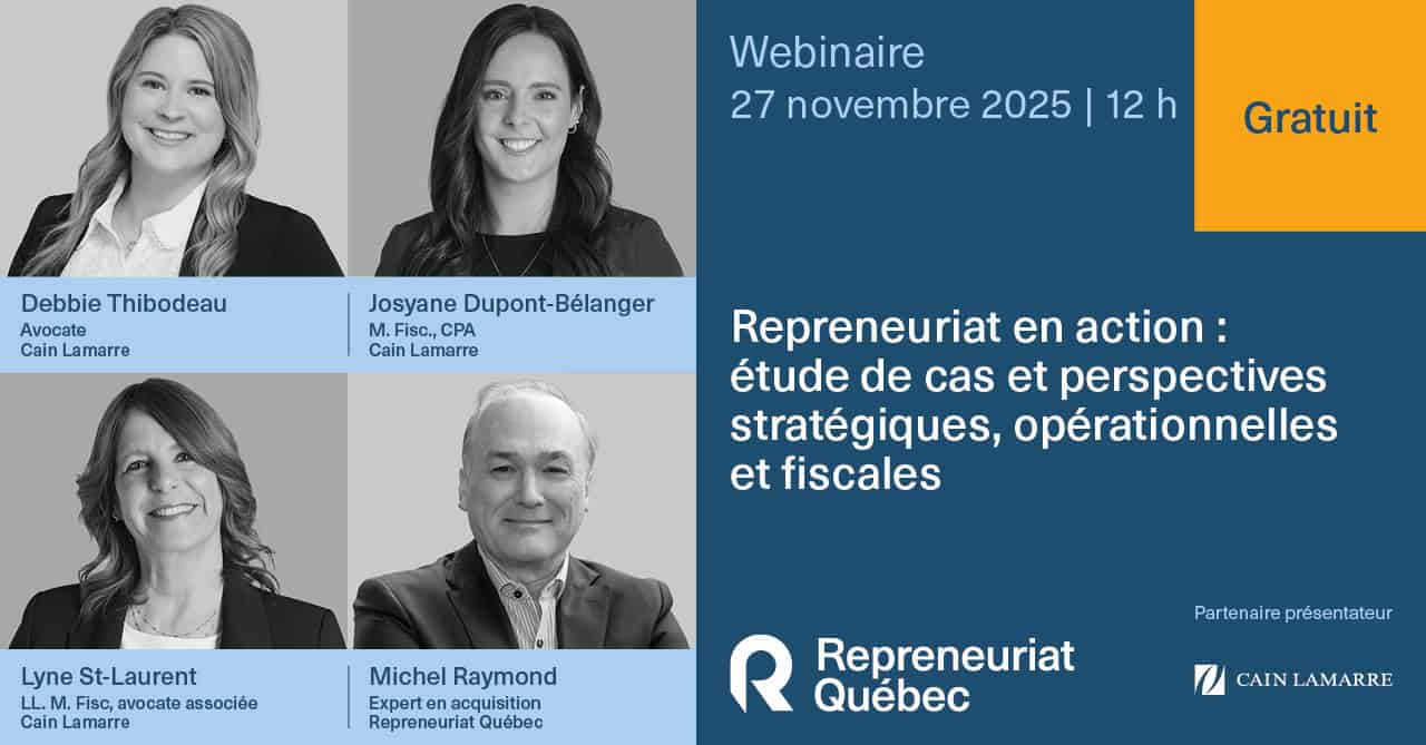 Webinaire | Repreneuriat en action : étude de cas et perspectives stratégiques, opérationnelles et fiscales 