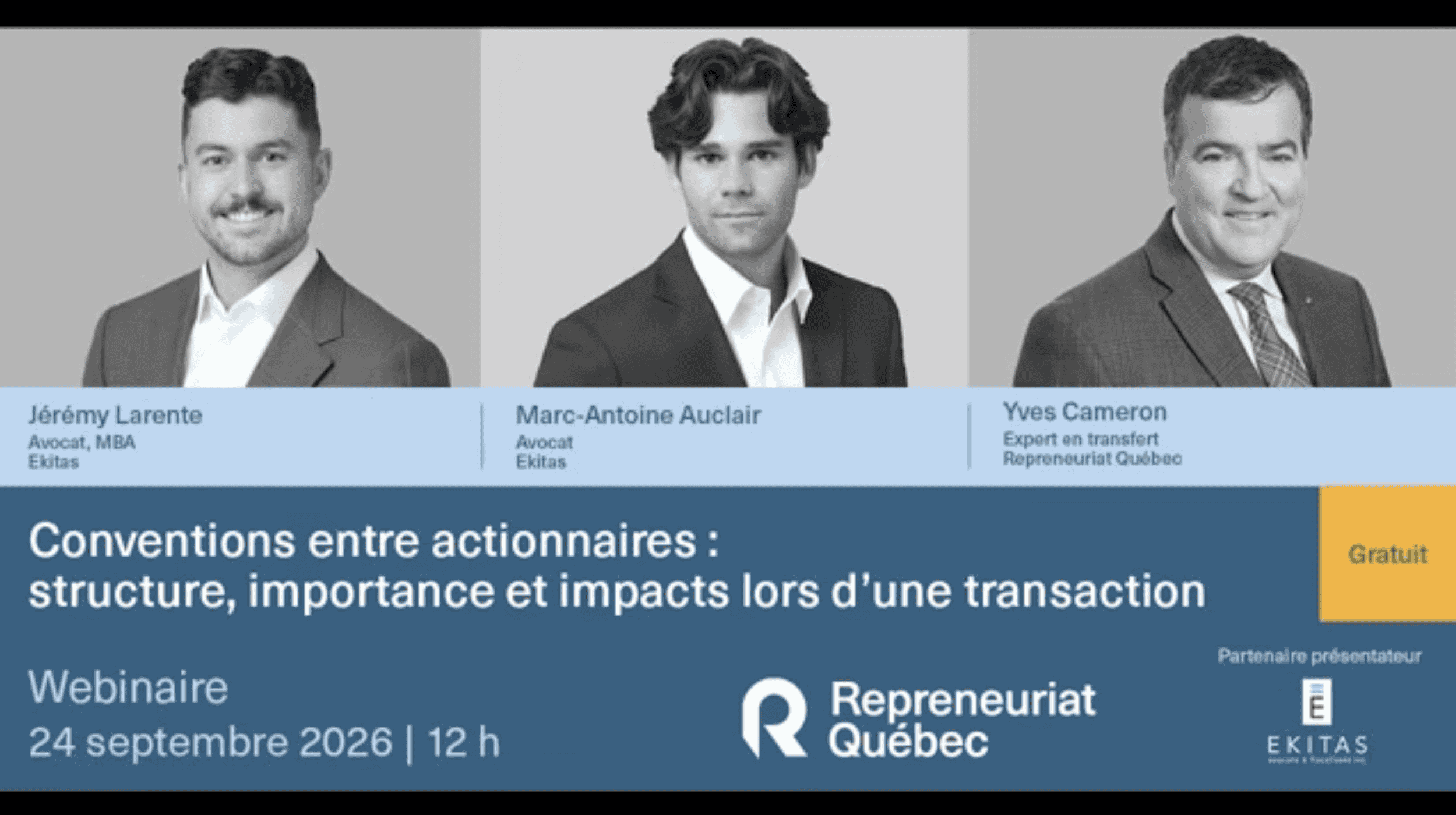 Webinaire : conventions entre actionnaires : structure, importance et impacts lors d'une transaction