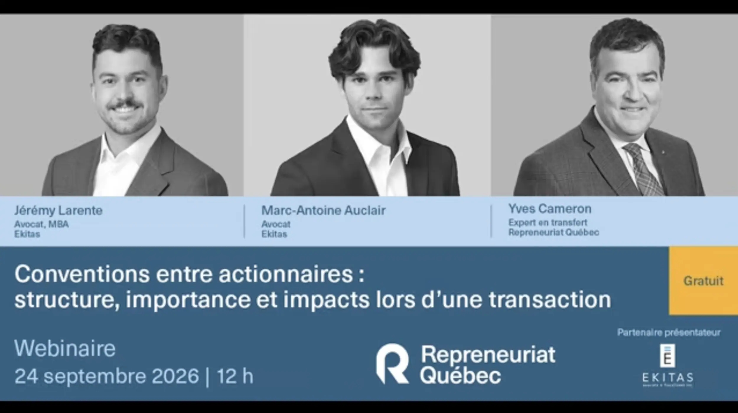 Webinaire : conventions entre actionnaires : structure, importance et impacts lors d'une transaction